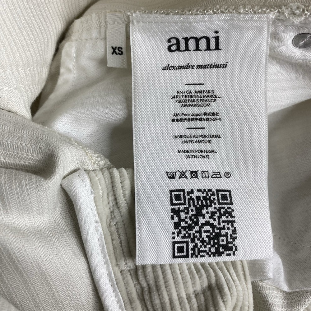 AMI PARIS Alexandre Mattiussi Women's Size XS Flare Leg Corduroy Trousers Ivory - Picture 12 of 14